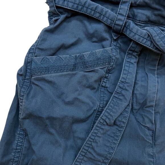 Anthropologie Pants Women’s O Teal Ellie Embroidered Belted Barrel Leg Utility - Picture 7 of 13